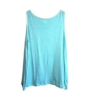 J. Jill Aqua Blue 100% Linen Tank Top Size XL Sleeveless Lightweight